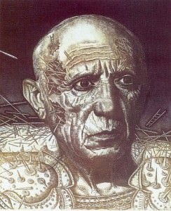 Picasso III. Aguafuerte, 20x24 cm. 2001